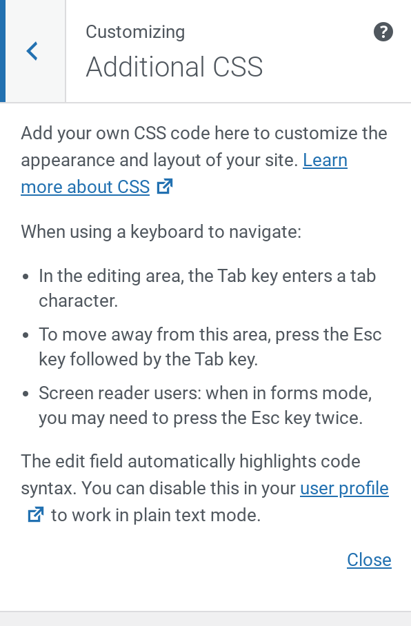 Additional CSS
